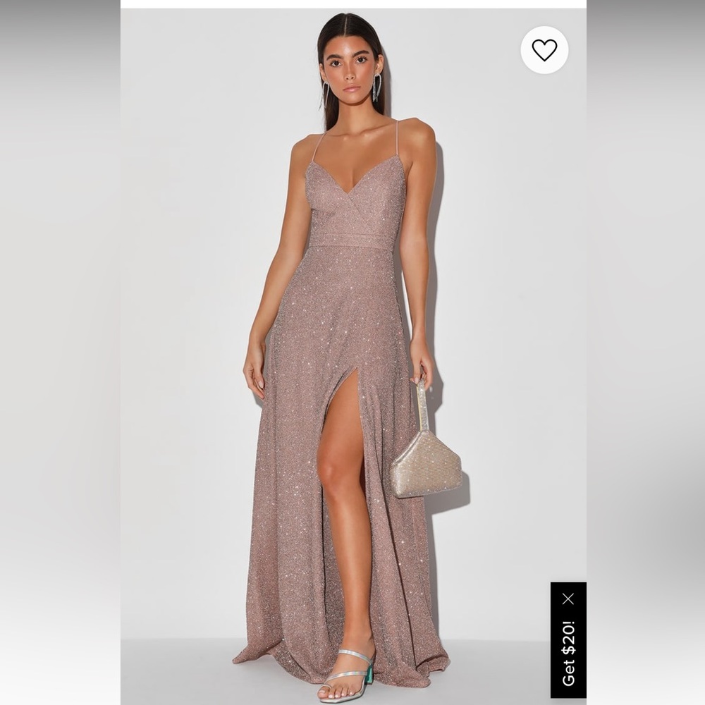 Lulu’s Truly Dazzling Mauve Multi Glitter Sleeveless Maxi Dress